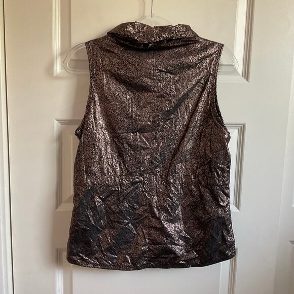 Fabletics Liora Cowl Neck Metallic Black and Rose Gold Vest - Size XS - Picture 8 of 9